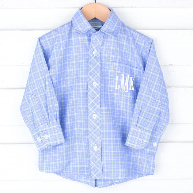 Play Golf Blue Plaid Button Down Shirt | Classic Whimsy