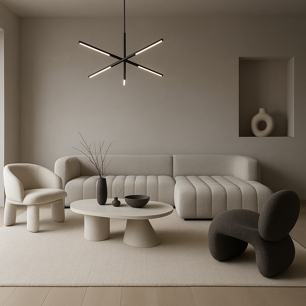 Bring warmth and elegance into your home with this modern neutral living room look 🤍
Soft curves, calming beige tones, boucle textures and a sculptural LED chandelier create the perfect minimalist, cozy aesthetic.

Shop the sofa, boucle chairs, coffee table, rug, decor pieces, and modern lighting that complete this elevated space.
Perfect for neutral home lovers, new apartments, or anyone creating a soft luxury vibe.
#neutralhome
#modernlivingroom
#livingroominspo
#cozylivingroom
#neutraldecor
#beigelivingroom
#moderninterior
#minimalistdecor
#softminimalism
#bouclechair
#homedecorinspo
#interiordesignideas
#luxuryhomeaesthetic
#cozyhomestyle
