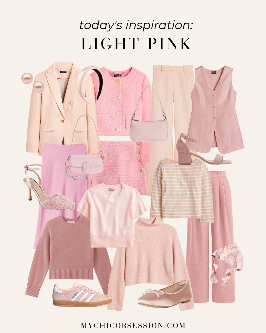 Let light pink inspire your spring fashion. From sweaters to trousers to Adidas Gazelles, there are plenty of fun pale pink moments to be had in your warm weather outfit ideas this year. 

 #LTKSeasonal #LTKStyleTip #LTKShoeCrush