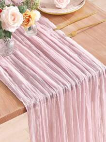 1pc Solid Color Table Runner, 90x300cm Pink Table Decoration Mesh For Home Party Decor SKU: sh220... | SHEIN