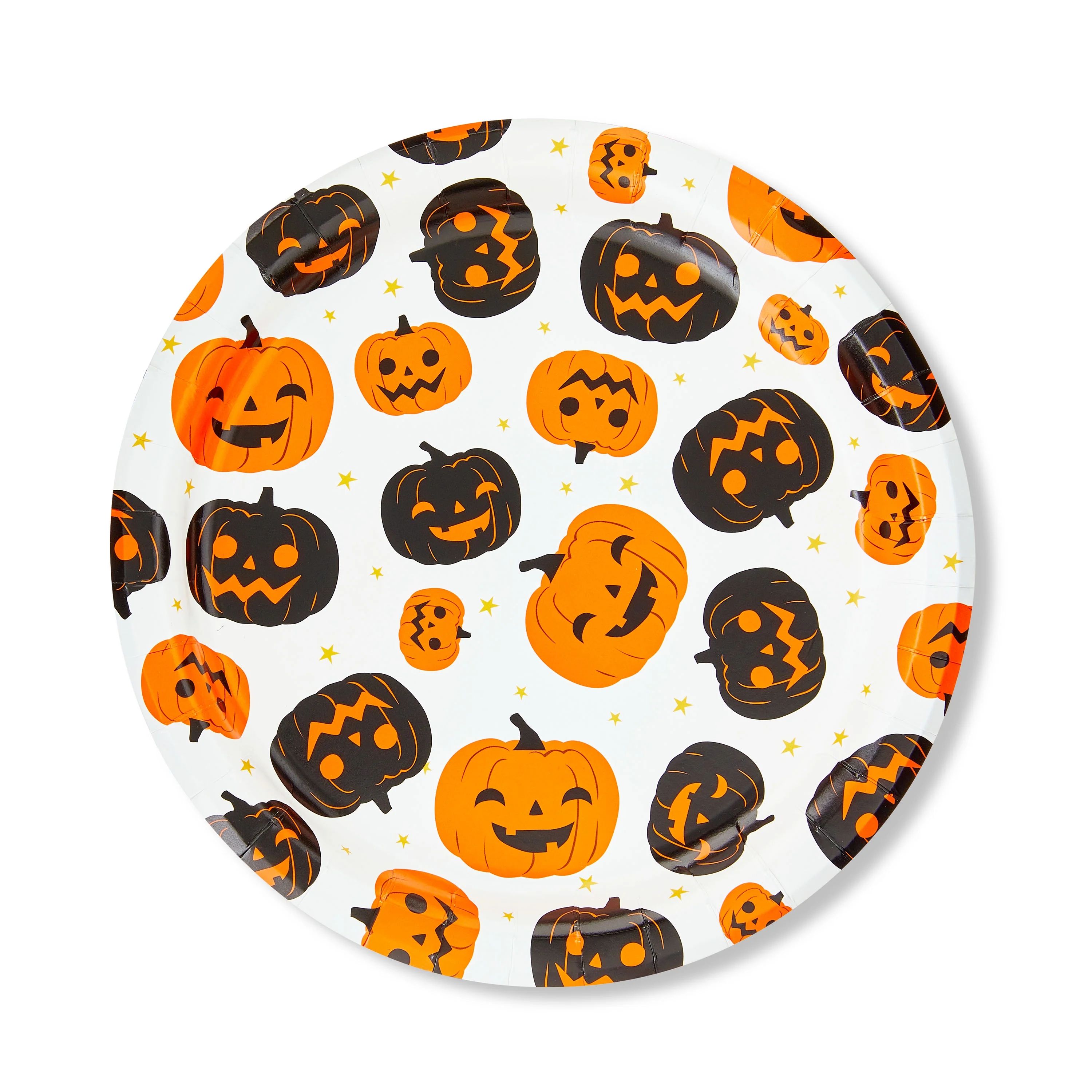 Halloween Black & Orange Pumpkin Paper Party Plates, 9", 8 Count, by Way To Celebrate | Walmart (US)