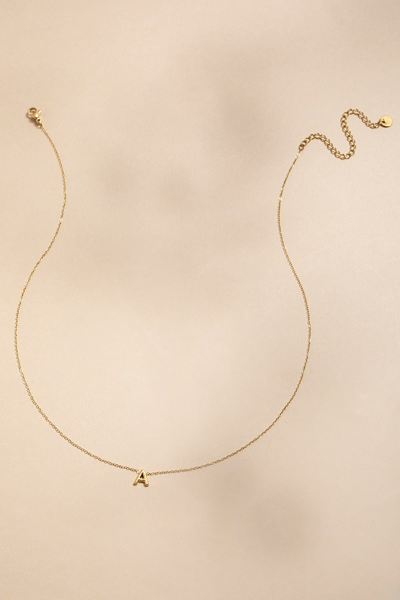 A Mini Initial Stainless Steel Pendant Necklace | Francesca's