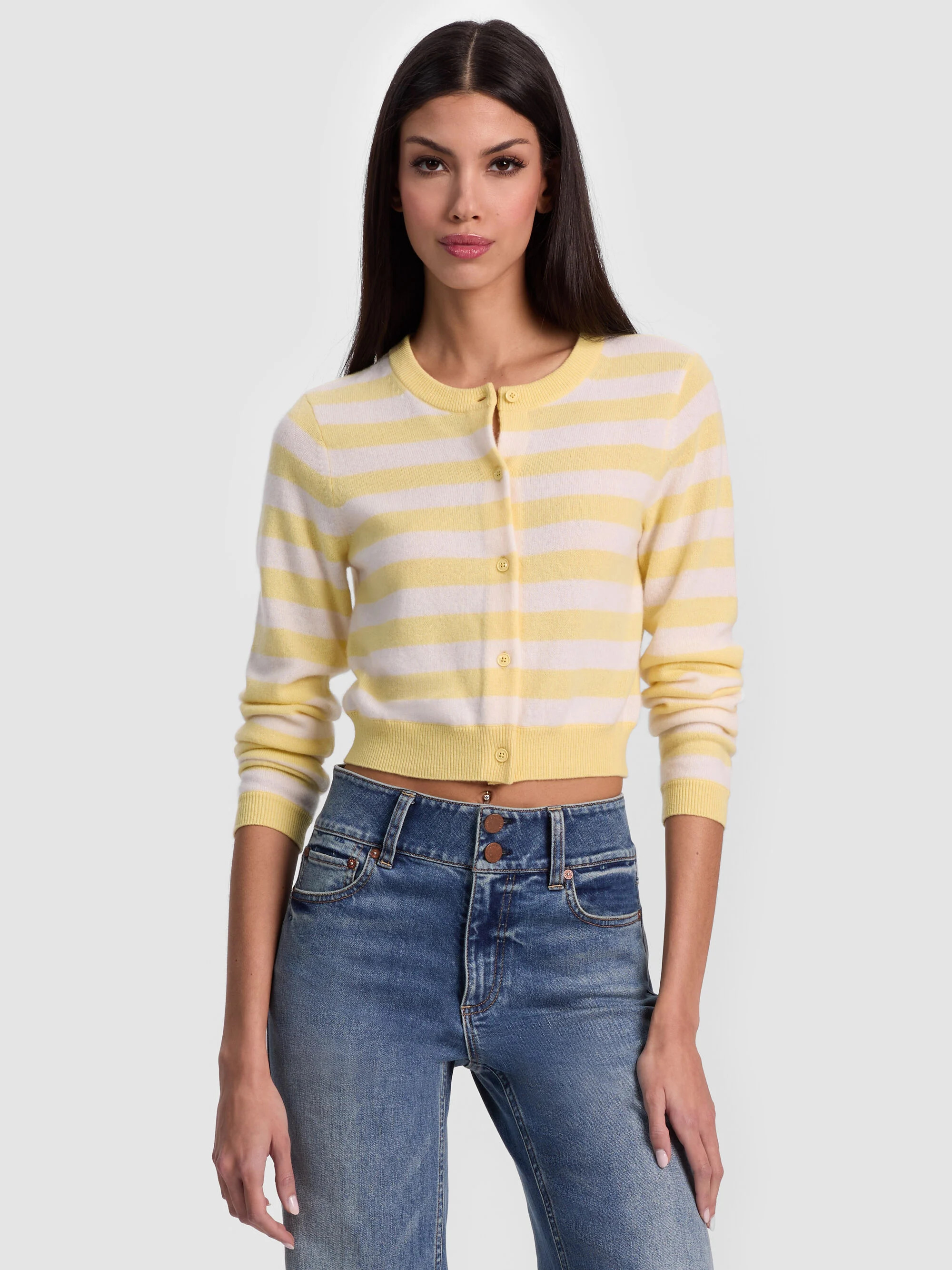 DOLLIE STRIPED CASHMERE CARDIGAN | Alice + Olivia