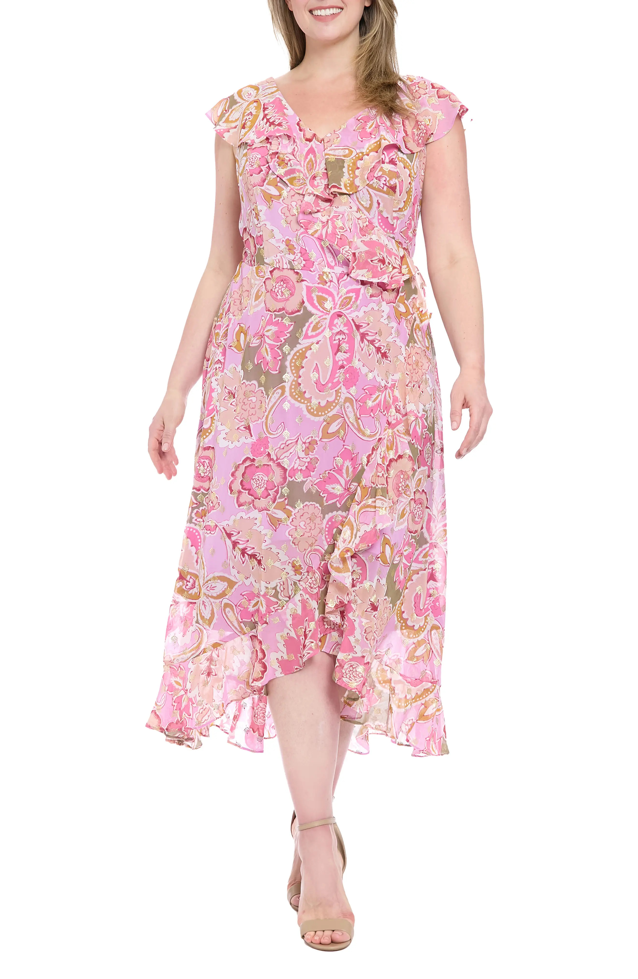 London Times Ruffle Faux Wrap Maxi Dress (Women) | Nordstromrack | Nordstrom Rack