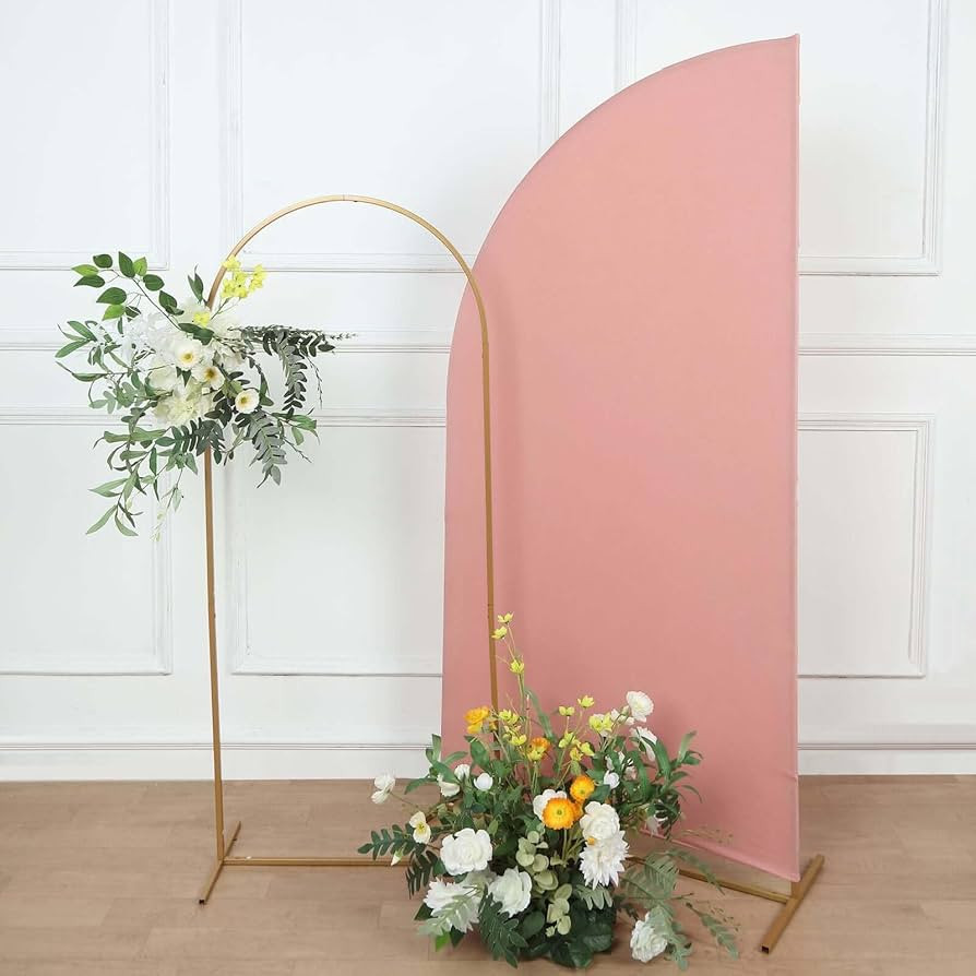 Efavormart 6ft Matte Dusty Rose Fitted Spandex Half Moon Wedding Arch Cover, Custom Fit Chiara Ba... | Amazon (US)