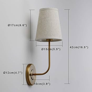 PERMO Set of 2 pcs Rustic Vintage Wall Sconce Light Fixture with Flared Funnel Linen Fabric Shade... | Amazon (US)