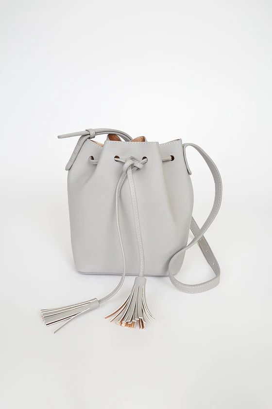 You Go Girl Light Grey Drawstring Crossbody Bucket Bag | Lulus (US)