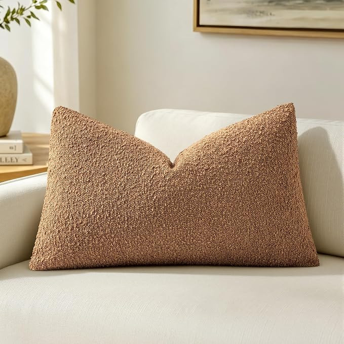 MIULEE Textured Boucle Throw Pillow Cover Brown Accent Solid Lumbar Pillow Case Decorative Vintag... | Amazon (US)