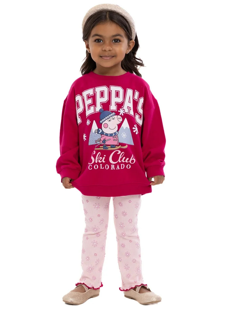 Peppa Pig Toddler Girls Graphic Crewneck Sweatshirt and Flare Leggings Set, 2 Piece, Sizes 12M-5T... | Walmart (US)