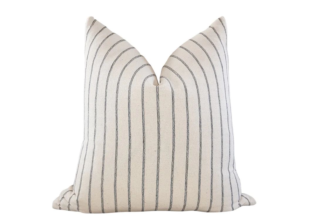 SMITH | Stripe Woven Cotton Cushion Cover, Rustic Stripe Linen Pillow, California Casual Decor, F... | Etsy (UK)