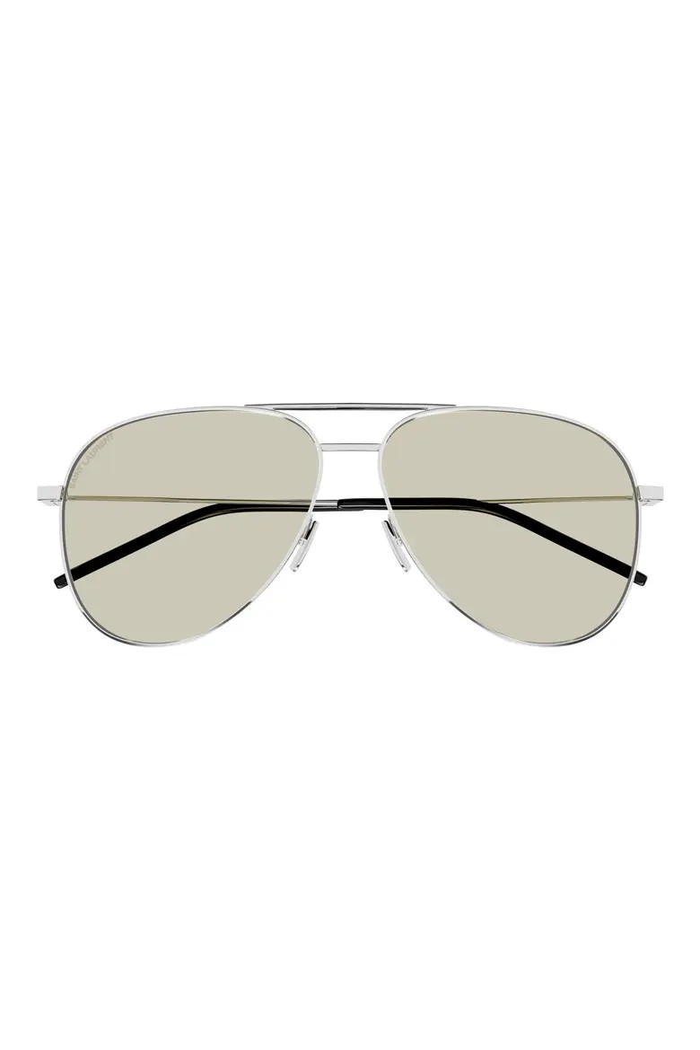 Saint Laurent Classic 59mm Polarized Aviator Sunglasses in Silver at Nordstrom | Nordstrom