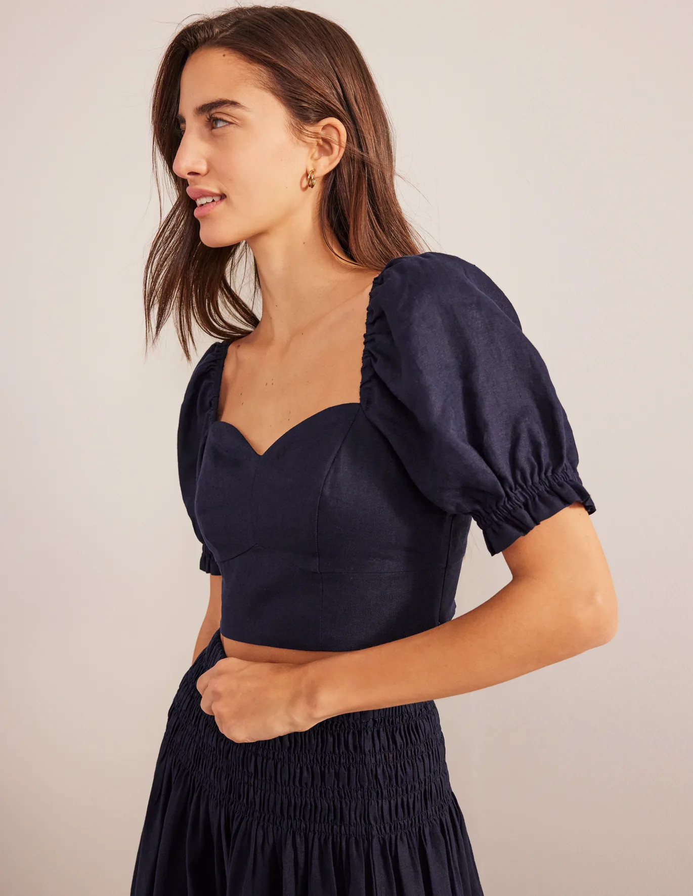 Sweetheart Linen Cropped Top | Boden (UK & IE)