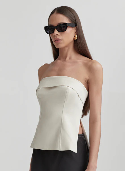 Cream Tailored Corset Top- Cayla | 4th & Reckless
