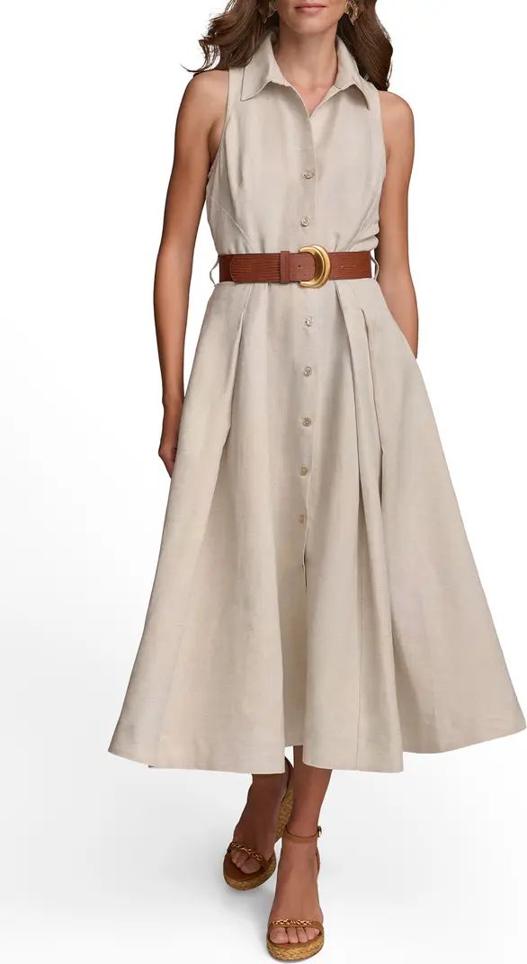 Donna Karan New York Sleeveless Linen Blend Shirtdress | Nordstrom | Nordstrom