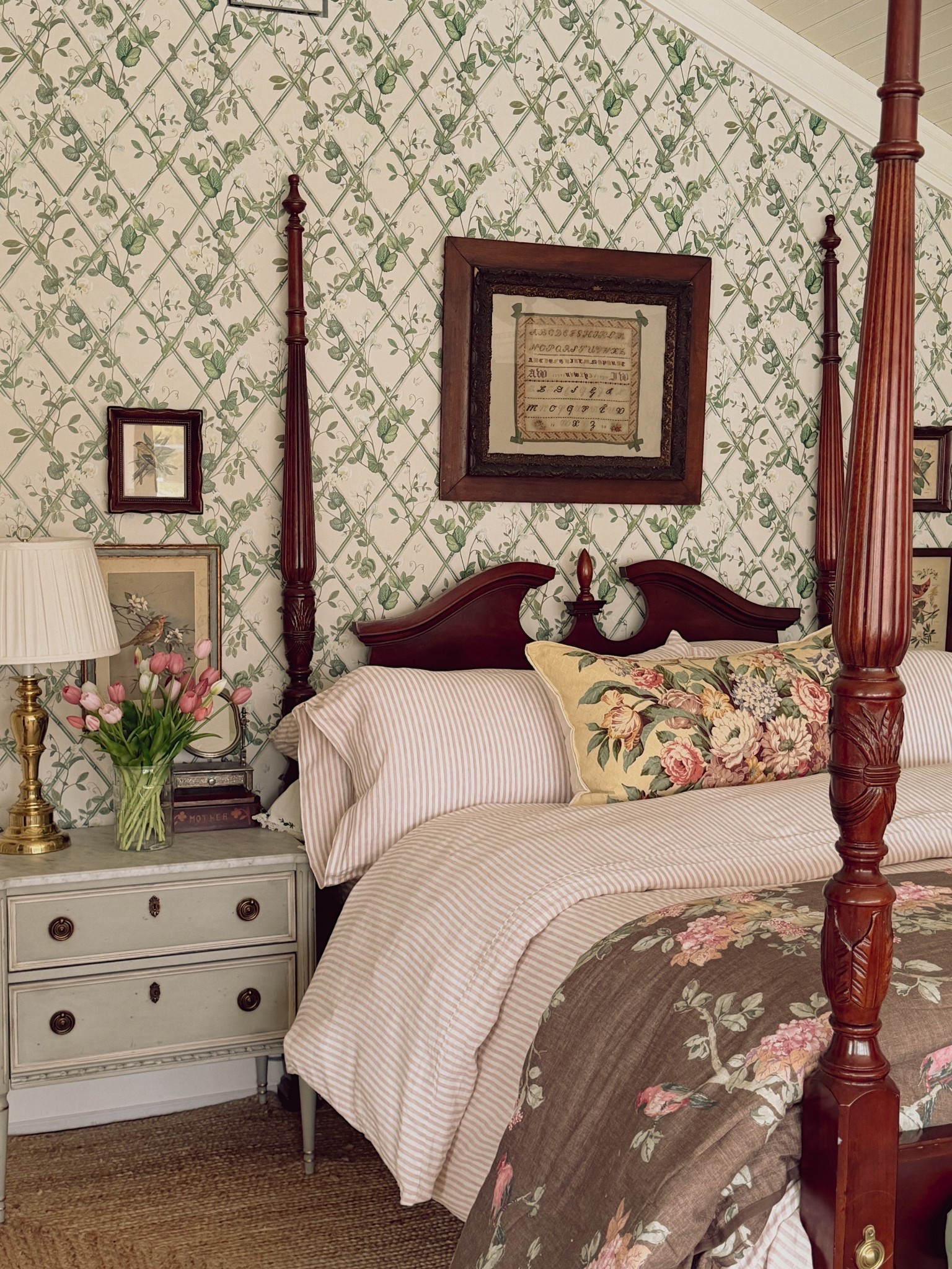 Cozy cottage bedding - see the life changing duvet hack I shared over on my ig: @lizmariegalvan 

Yellow floral pillow: @lsmercantile 
Wallpaper: @miltonandking


#LTKSeasonal #LTKHome