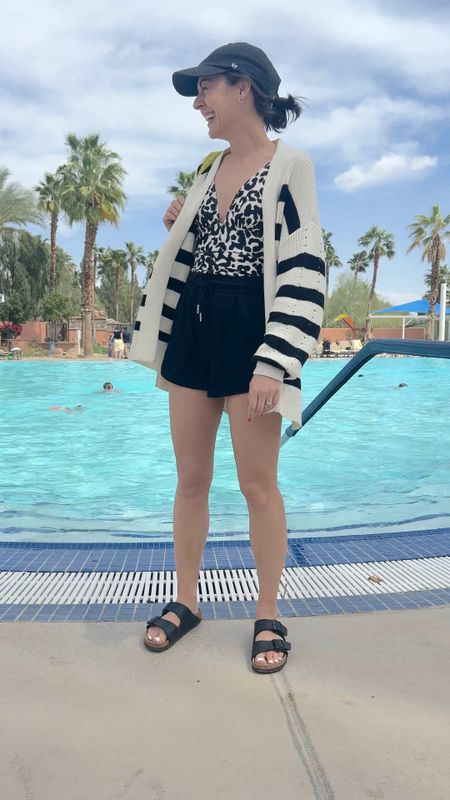 First day of family vacation and doing church online so this is my holy chic look of the day. I’ve already worn this $30 cardigan as part of my pjs and over my swimsuit. Wearing an xs in all but my $12 shorts. Got those in a small so they wouldn’t be too cheeky