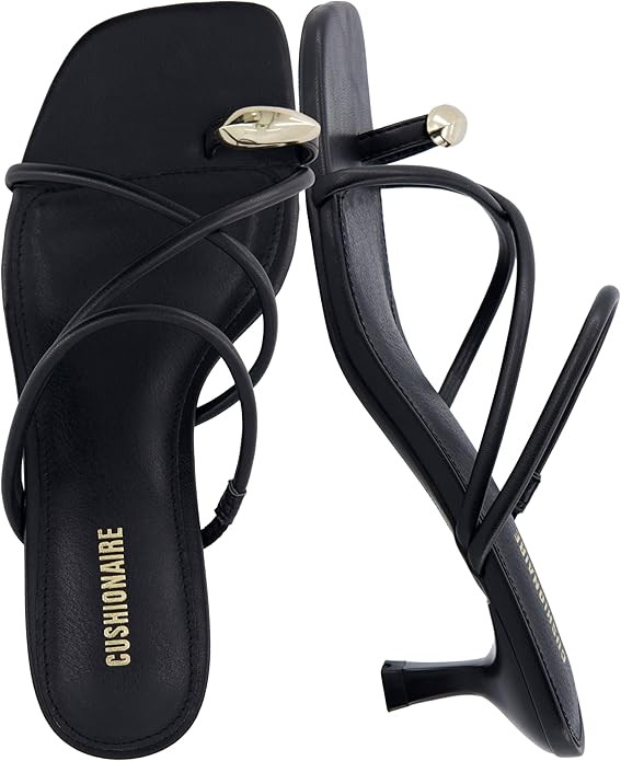 CUSHIONAIRE Maui Strappy Womens Sandals with Kitten Heels – Vegan Leather Slip On Dress Sandals... | Amazon (US)