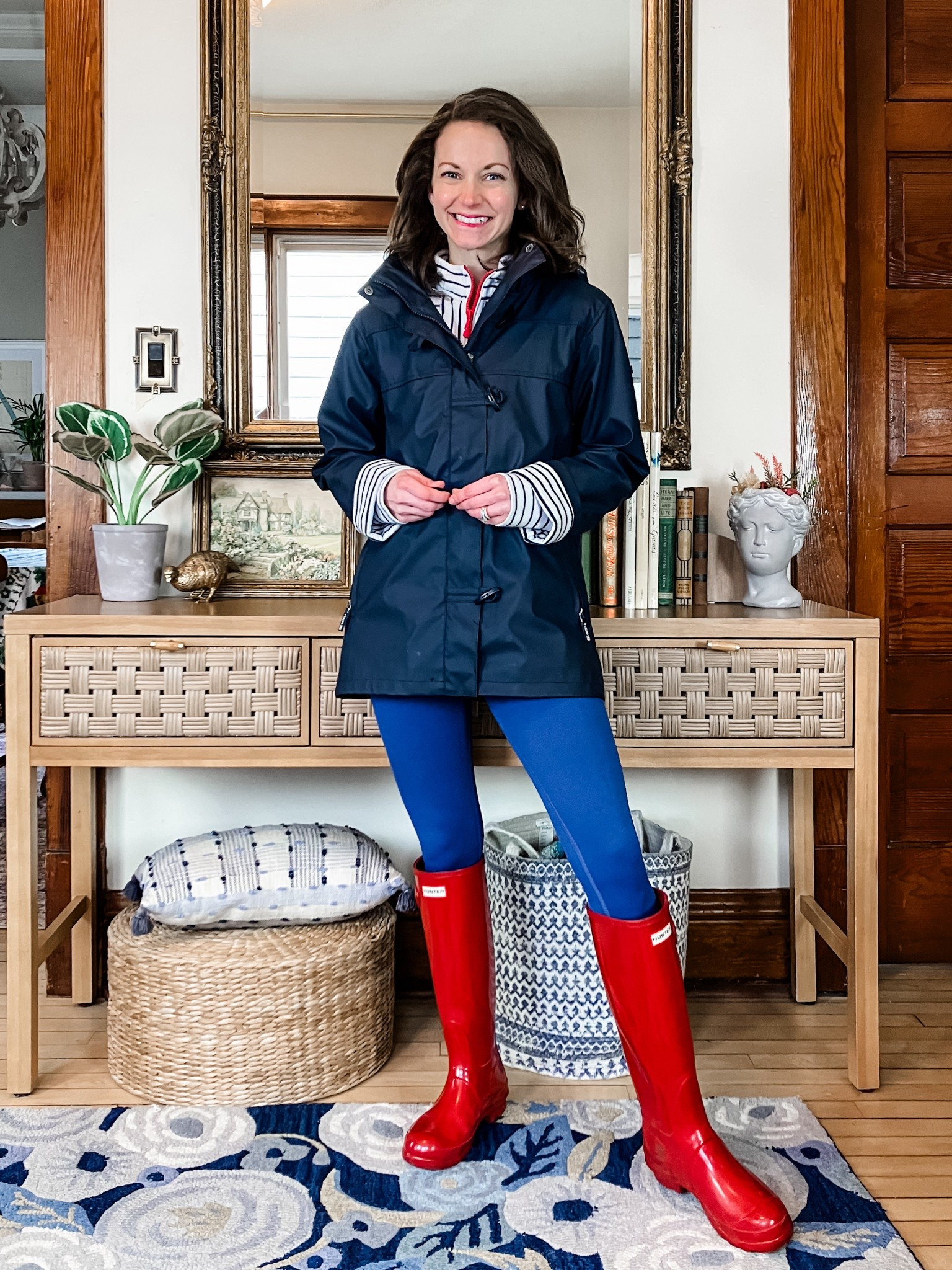 Preppy rainy day outfit!
Petite outfit. Preppy outfit. Classic outfit. Mom outfit. 

#LTKOver40 #LTKPetite #LTKFindsUnder50