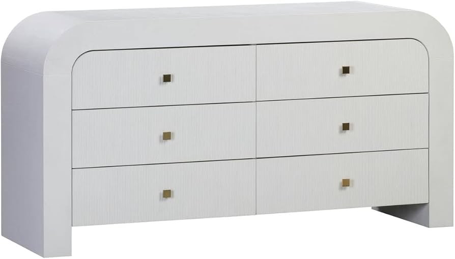 TOV Furniture Hump 32" H 6-Drawer Acacia Veneer & MDF Wood Dresser in White | Amazon (US)