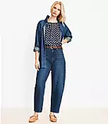 High Rise Barrel Jeans in Authentic Dark Wash | LOFT