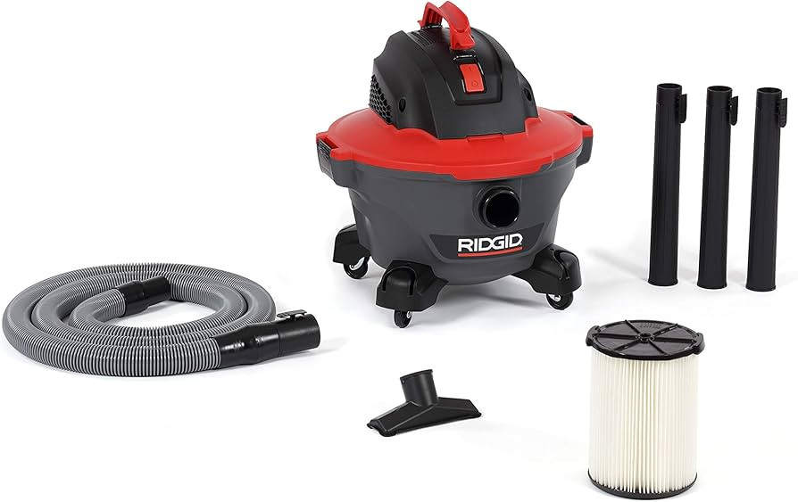 RIDGID 62698 RT0600 NXT 6-Gal. Wet Dry Shop Vacuum with Casters, 4.25 Peak HP Motor, and Pro Lock... | Amazon (US)