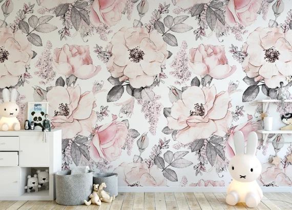 Vintage Pink Roses Removable Wallpaper // Removable | Etsy | Etsy (US)