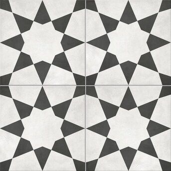 Satori Nouveau Nero Starlight Deco 8-in x 8-in Matte Porcelain Encaustic Floor and Wall Tile | Lowe's