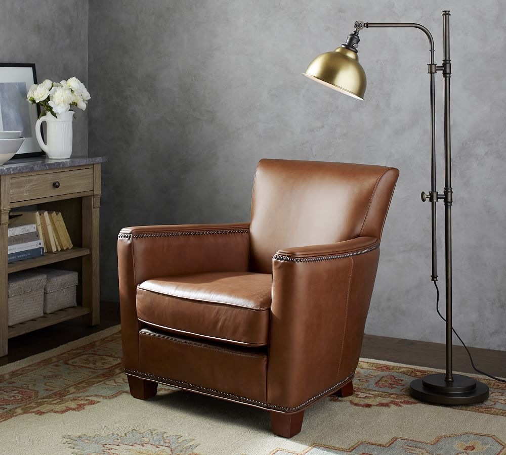 Irving Square Arm Leather Armchair | Pottery Barn (US)