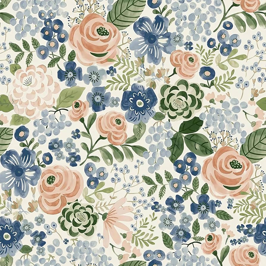Wudnaye Floral Peel and Stick Wallpaper Vintage Floral Contact Paper 17in×118in Watercolor Wallp... | Amazon (US)