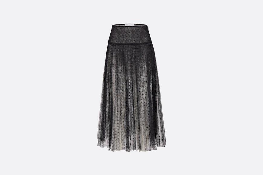 Mid-Length Pleated Skirt Black Plumetis Tulle | DIOR | Dior Beauty (US)