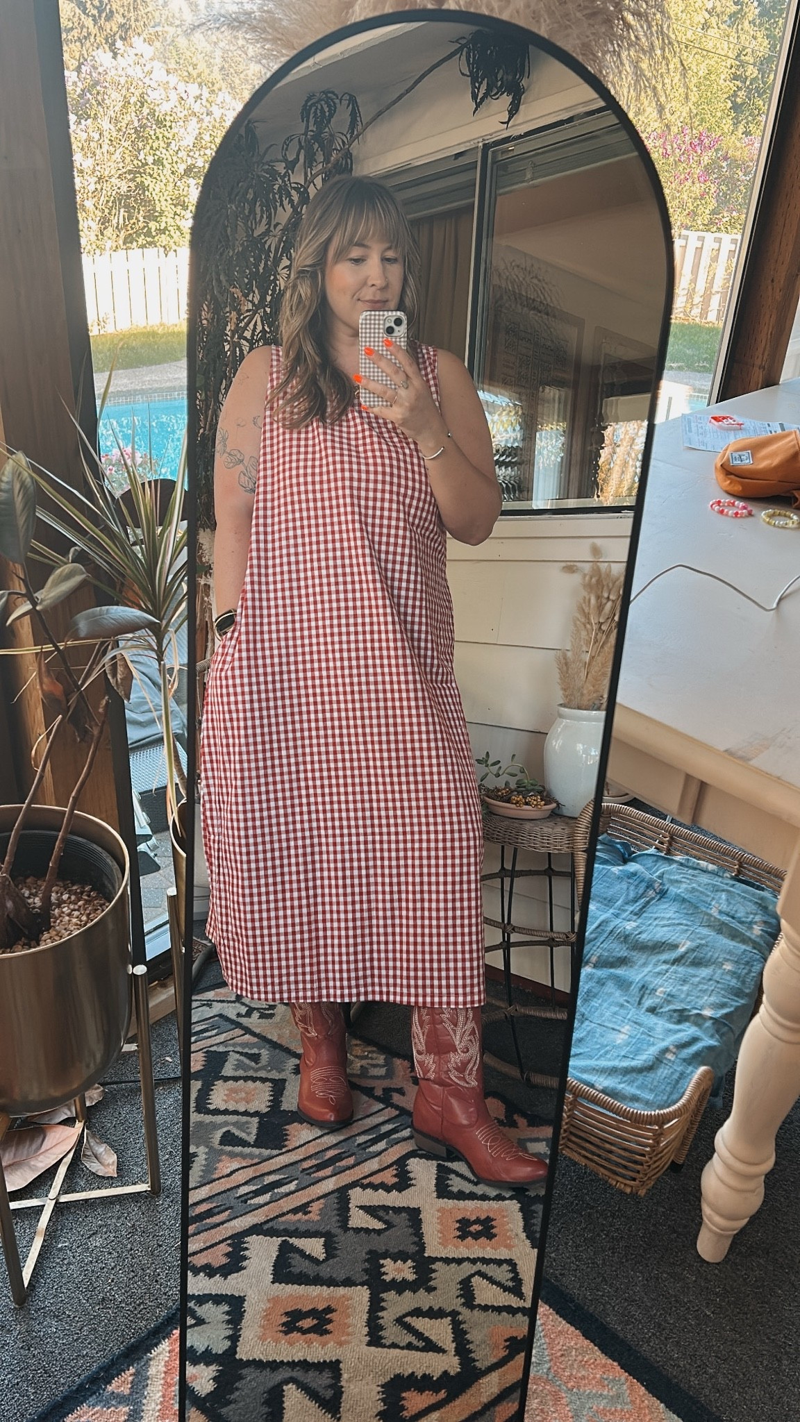 Have I convinced you to get some cowgirl boots yet? I just love them!  
Also this dress comes is so many colors and less than $25, not sure actual material but feels like linen. Will be great all summer long! And hi, pockets.

#LTKootd #LTKmomlife #LTKMidsize