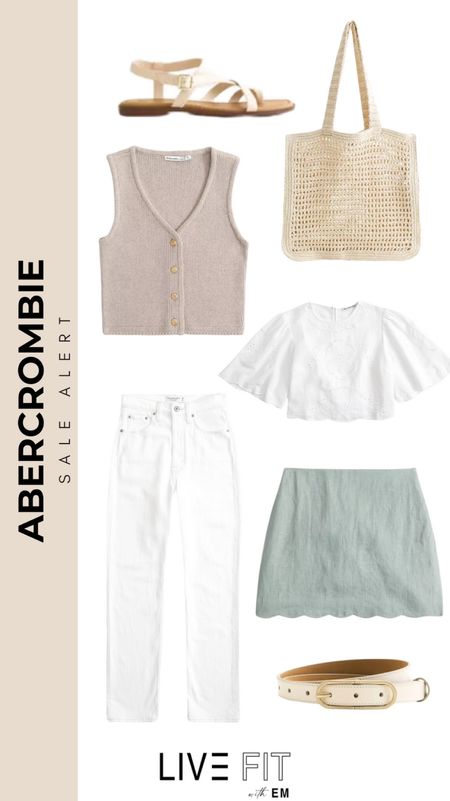 Abercrombie's latest sale! 

Lighten up your wardrobe with these must-haves: a sleek vest, crisp white jeans, and an airy blouse, perfectly paired with comfortable sandals and a stylish tote. Add a touch of elegance with a soft belt. Whether you're out for a casual day or dressing up for a sunny outing, these pieces ensure you look effortlessly chic. Shop now and elevate your summer style!

#LTKSaleAlert #LTKSeasonal #LTKStyleTip