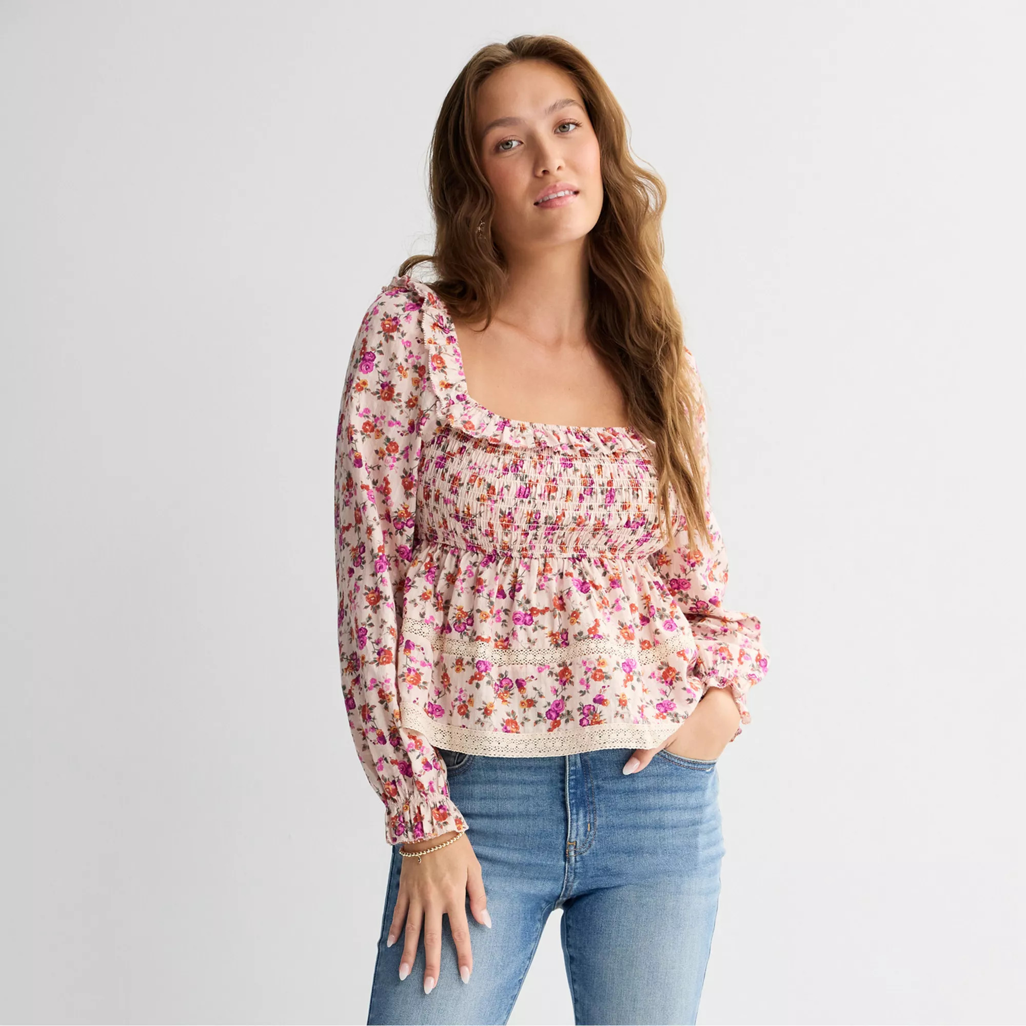 Juniors' Love, Fire Long Sleeve Fly Away Top | Kohl's