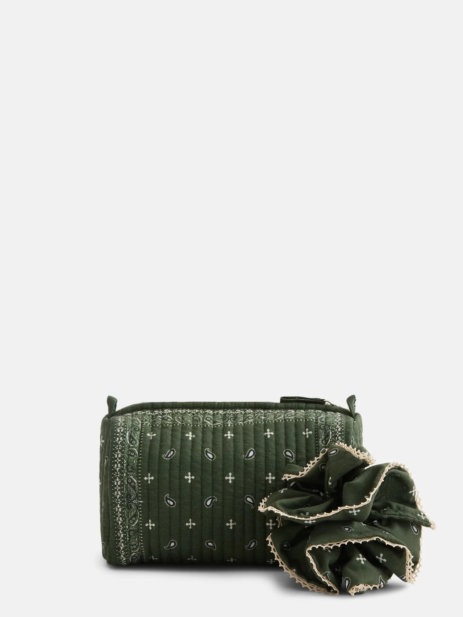 No Boundaries Quilted Pouch with Hair Scrunchie Set, 2-Piece, Women's, Olive Bandana - Walmart.com | Walmart (US)