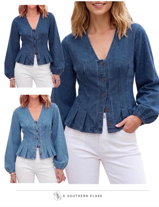 stylish denim top! Perfect for a trendy yet comfy look. #DenimLove #Fashion: fall fashion: cardigan: jackets