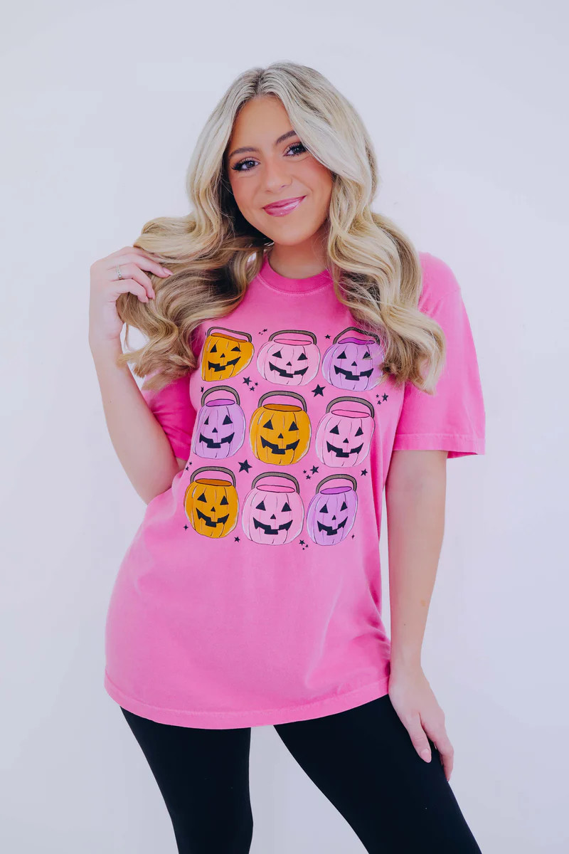 Stacked Jack O Lantern Comfort Colors Graphic Tee S-2X | Whiskey Darling Boutique