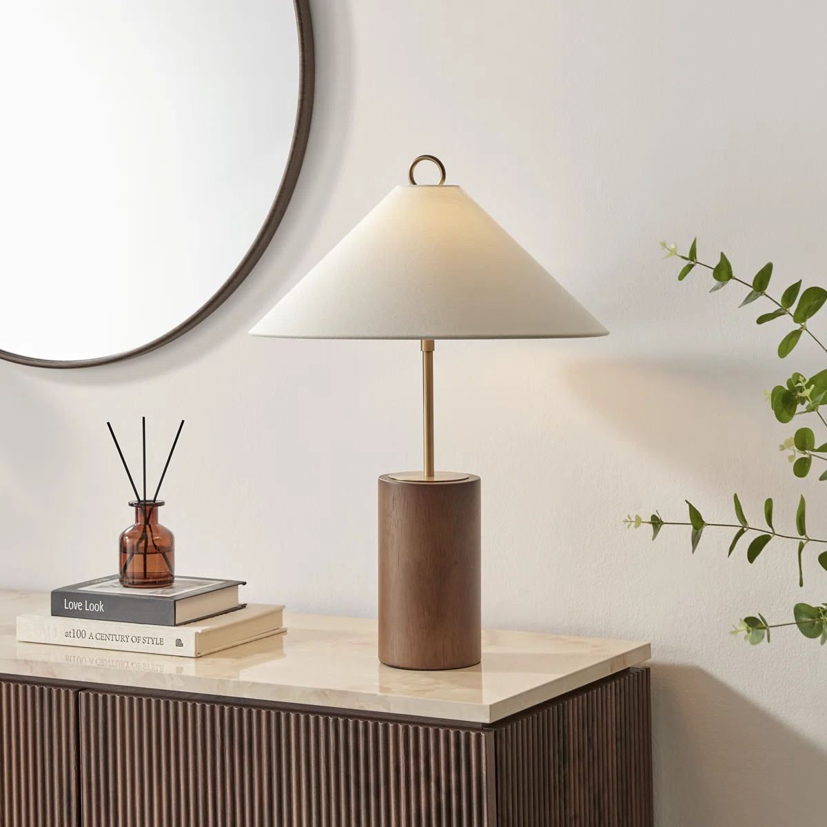 Theodora Wood & Gold Table Lamp With Shade - Timeless Classic Style | Wayfair UK