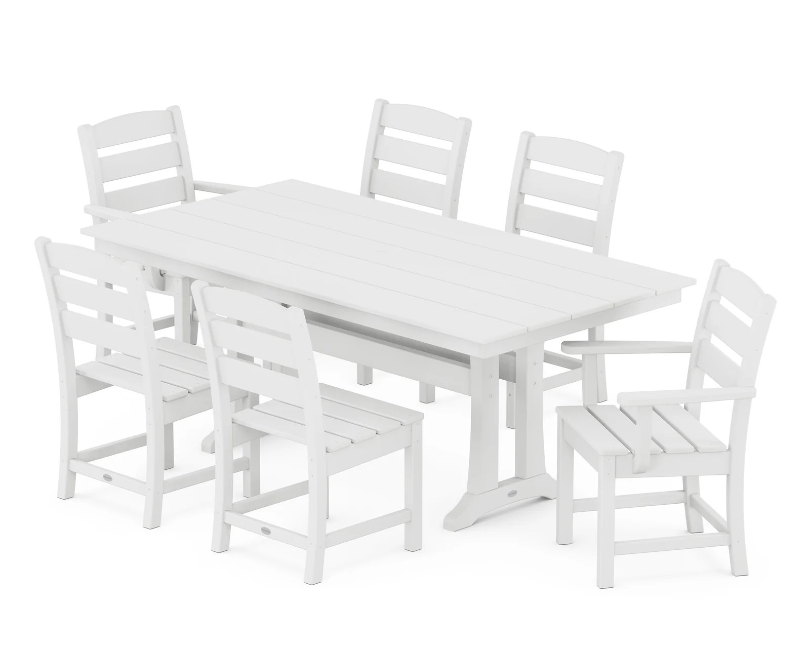 Lakeside 7-Piece Farmhouse Dining Set with Trestle Legs | POLYWOOD