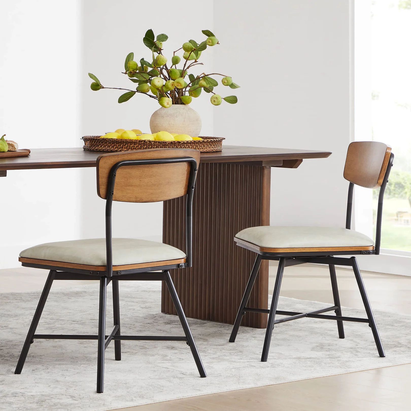 Aislinn Mid-Century Dining Chair Set | Swivel & Rustic Style | Chita