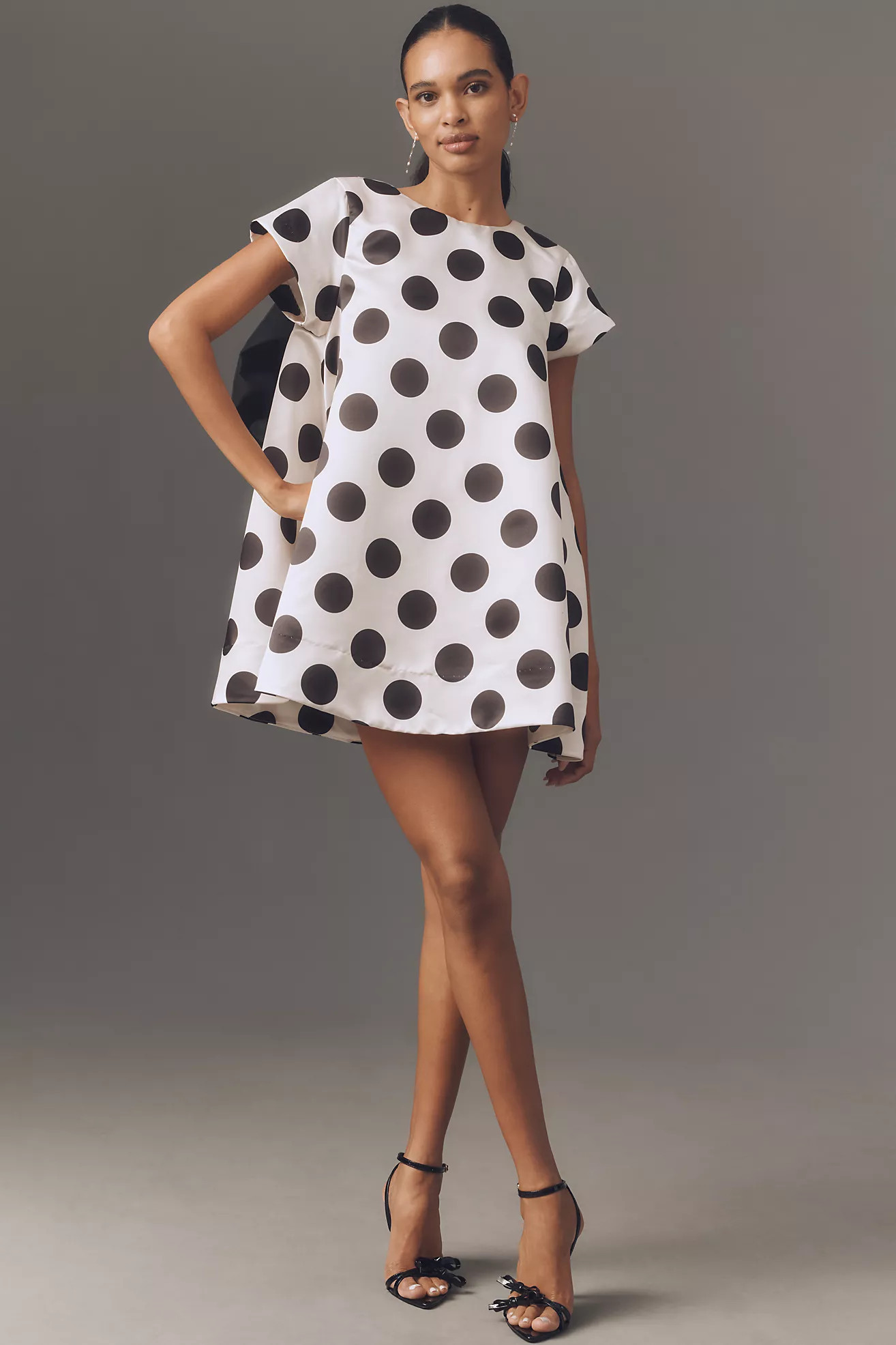 Boyko Rita Short-Sleeve Bow-Back Swing Mini Dress | Anthropologie (US)