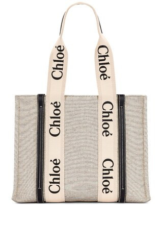 Chloe Medium Woody Tote Bag in Beige | FWRD 