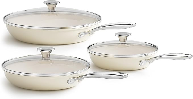 Redchef Nonstick Cookware Sets, Frying Pan Set with Tempered Glass Lids, Ceramic Cookware Set, St... | Amazon (US)