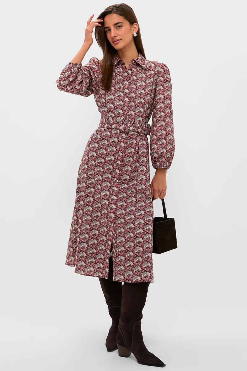 Plum & Dusty Blue Leafy Floral Kai Maxi Dress | Tuckernuck (US)