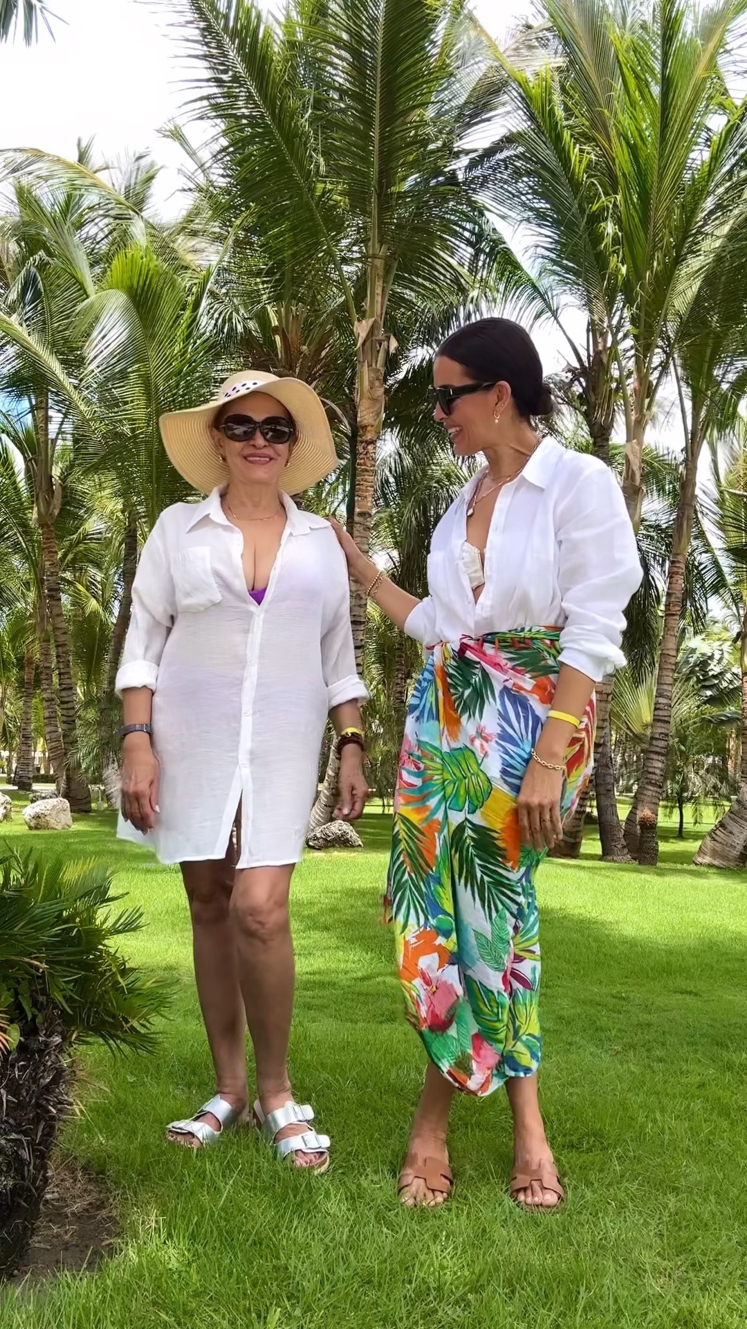 Beach outfit check ! All details ⬇️
My outfit: 
Size L in linen shirt for an oversized fit.
Size S in swimsuit. Adding exact cover up.
My moms outfit: 
Shirt is one size. Adding similar hat and shoes

#LTKSwim #LTKTravel #LTKSeasonal