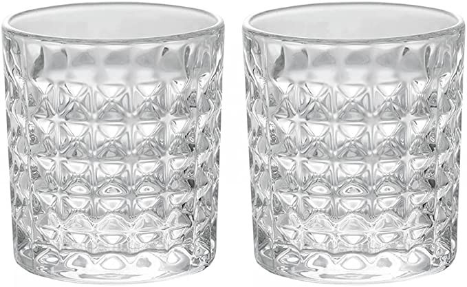 Gaolinci 2 Pcs Diamond Embossed Clear Glass Mouthwash Cup Cups, Bathroom Brushing Cup, 8 Oz | Amazon (US)