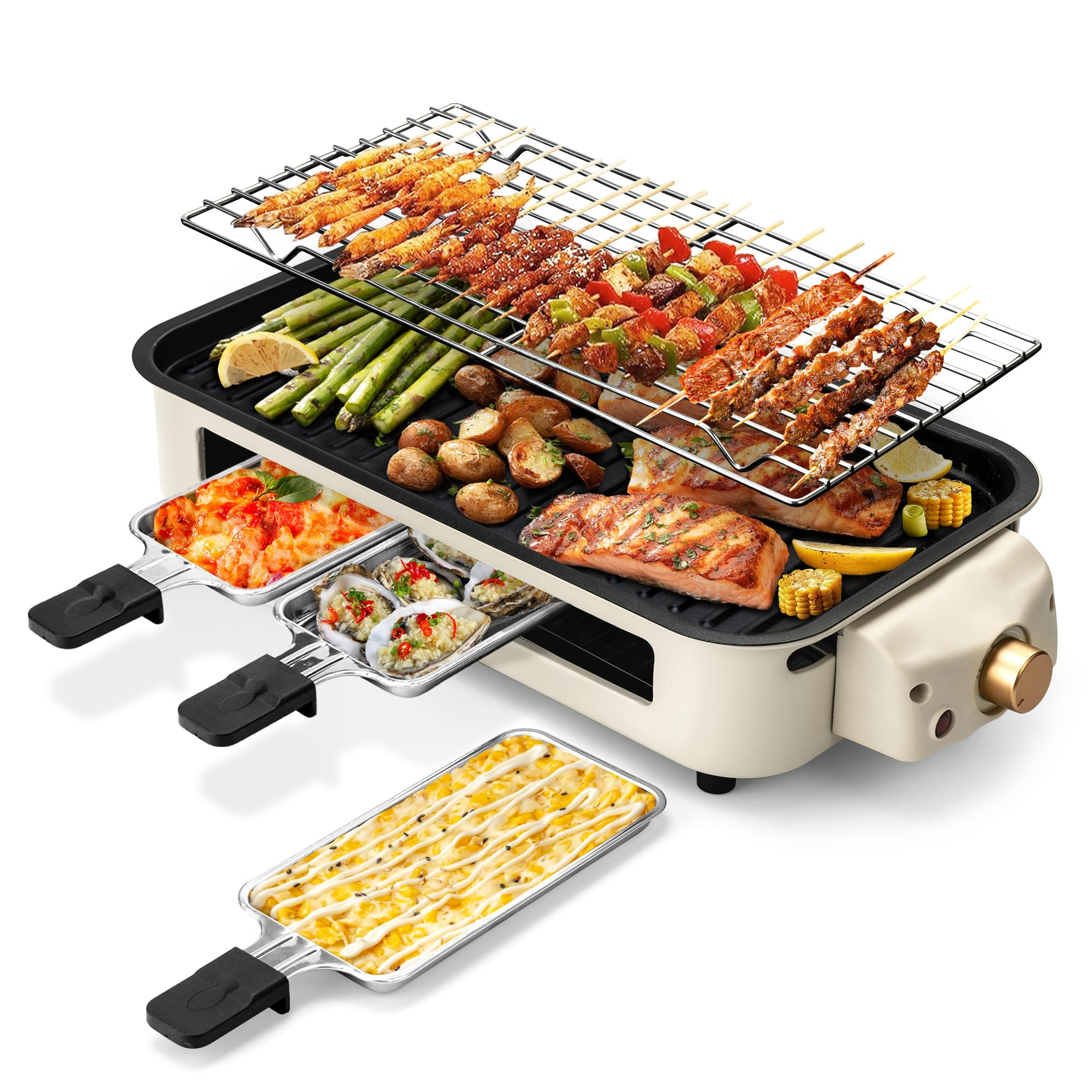 Pukomc Electric Indoor Grill,2 in 1 Indoor Grills for Kitchen with Grill Net & Non-Stick Cooking ... | Amazon (US)