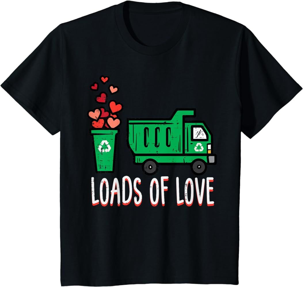 Kids Valentines Day Garbage Truck Loads Of Love Boys Kids Toddler T-Shirt | Amazon (US)