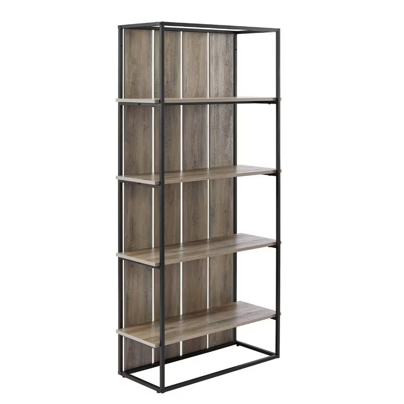 64" Farmhouse Wood Plank Bookcase with 4 Shelves - Saracina Home | Target