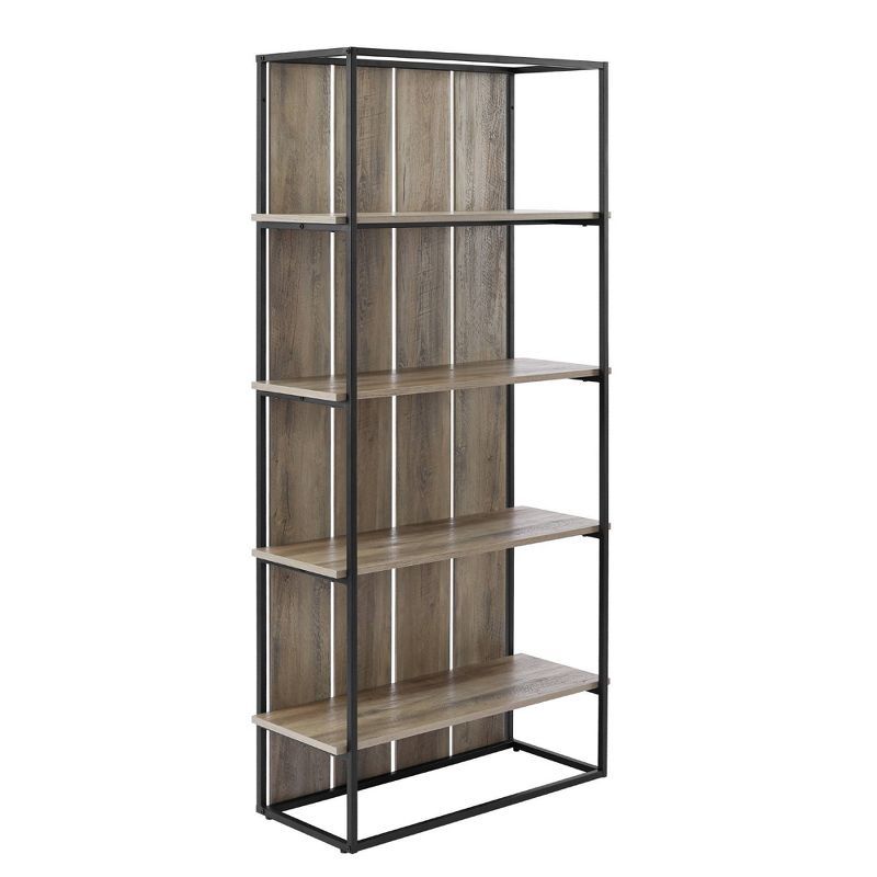 64" Farmhouse Wood Plank Bookcase with 4 Shelves - Saracina Home | Target