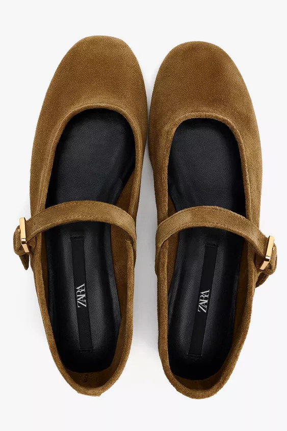 SPLIT SUEDE BALLERINAS | Zara US